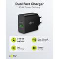 Goobay 45W USB-C PD GaN -kaksoisnopealaturi - musta