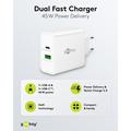 Goobay 45W USB-C PD GaN -kaksoisnopealaturi - valkoinen