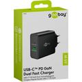 Goobay 65W USB-C PD GaN -kaksoisnopealaturi - musta