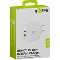 Goobay 65W USB-C PD GaN -kaksoisnopealaturi - valkoinen