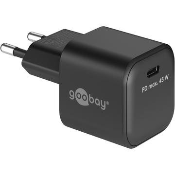 Goobay Nano 45W USB-C PD GaN -pikalaturi - musta