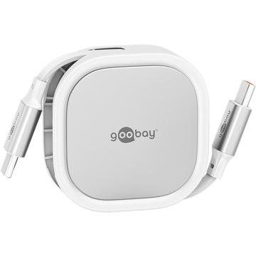 Goobay sisäänvedettävä USB-C-kaapeli - 1m, 15W - valkoinen