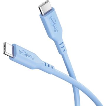 Goobay USB-C silikonikaapeli - 1.5m, 60W - sininen