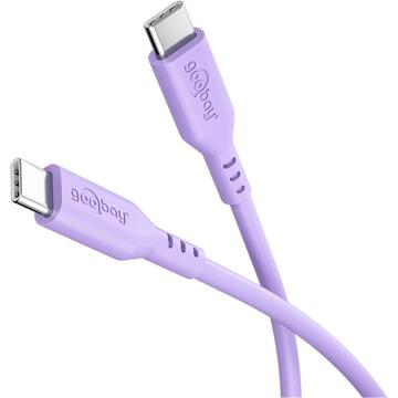Goobay USB-C silikonikaapeli - 1.5m, 60W - violetti