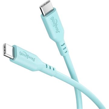 Goobay USB-C silikonikaapeli - 1.5m, 60W - turkoosi
