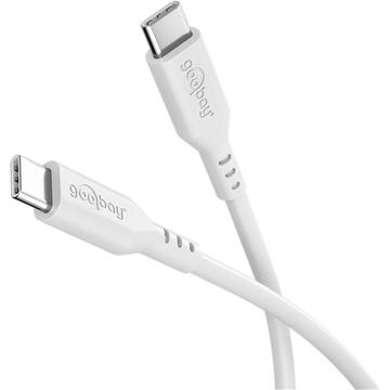 Goobay USB-C silikonikaapeli - 1.5m, 60W - valkoinen