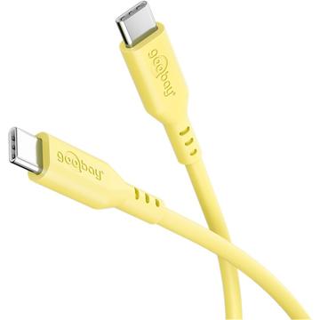 Goobay USB-C silikonikaapeli - 1.5m, 60W - keltainen