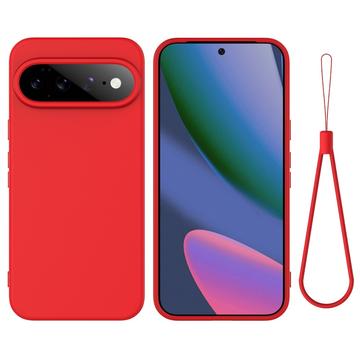 Google Pixel 11 Nestemäinen silikonikotelo käsihihnalla - punainen