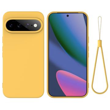 Google Pixel 11 Nestemäinen silikonikotelo käsihihnalla - keltainen