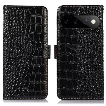 Google Pixel 11 Pro Crocodile Lompakkomallinen Nahkakotelo kanssa RFID