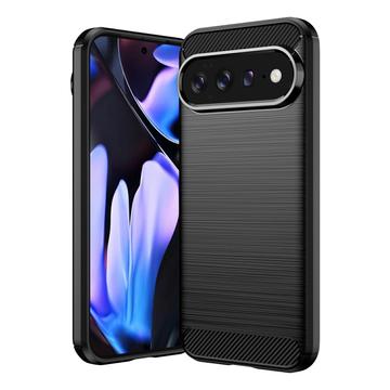 Google Pixel 11 Pro XL Harjattu TPU Suojakuori - Hiilikuitu - Musta