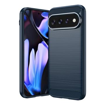 Google Pixel 11 Pro XL Harjattu TPU Suojakuori - Hiilikuitu - sininen