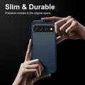 Google Pixel 11 Pro XL Harjattu TPU Suojakuori - Hiilikuitu - sininen