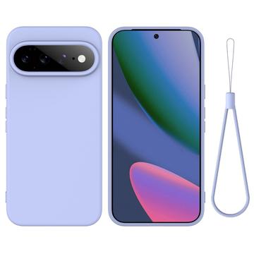 Google Pixel 11 Pro XL Nestemäinen silikonikotelo käsihihnalla - Violetti