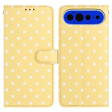 Google Pixel 11 Pro XL Lompakkokotelo Pilkullisella Kuosilla - keltainen