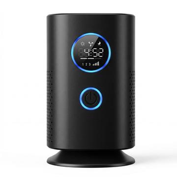 H1-pöytämallinen ilmanpuhdistin negatiivisilla ioneilla ja HEPA-suodattimella - musta