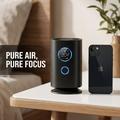 H1-pöytämallinen ilmanpuhdistin negatiivisilla ioneilla ja HEPA-suodattimella - musta