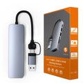 HC-13FL USB-C/USB-A -moniporttinen jakaja - USB 3.0, 2 x USB 2.0, SD/TF-korttipaikka, USB-C - harmaa