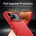 Honor 600/600 Pro Harjattu TPU Suojakuori - Hiilikuitu - punainen