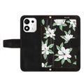 Honor 600 Smart Floral lompakkokotelo, jossa on korttipaikat - musta