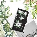 Honor 600 Smart Floral lompakkokotelo, jossa on korttipaikat - musta