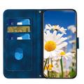Honor 600 Smart Floral lompakkokotelo korttipaikoilla - tummansininen