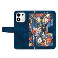 Honor 600 Smart Floral lompakkokotelo korttipaikoilla - tummansininen