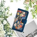 Honor 600 Smart Floral lompakkokotelo korttipaikoilla - tummansininen