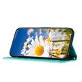 Honor 600 Smart Floral lompakkokotelo korttipaikoilla - vihreä
