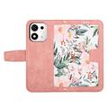 Honor 600 Smart Floral lompakkokotelo korttipaikoilla - vaaleanpunainen