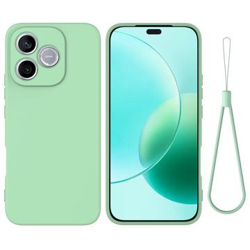 Honor 600e/600 Lite/X80i Nestemäinen silikonikotelo käsihihnalla - Vihreä
