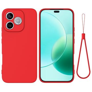 Honor 600e/600 Lite/X80i Nestemäinen silikonikotelo käsihihnalla - Punainen