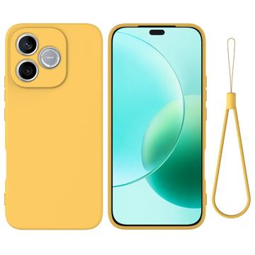 Honor 600e/600 Lite/X80i Nestemäinen silikonikotelo käsihihnalla - Keltainen