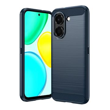 Honor X7e Harjattu TPU Suojakuori - Hiilikuitu - sininen