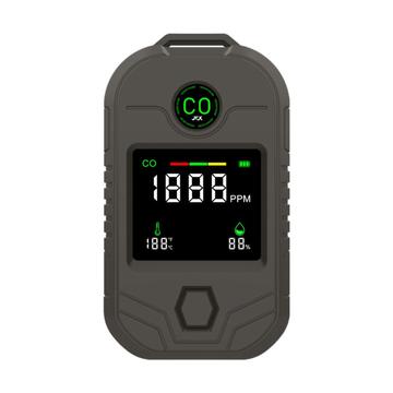 JCX-18D kannettava 4-in-1-hiilimonoksiditunnistin - lämpötila-, kosteus- ja TVOC-mittari, taskulamppu - harmaa