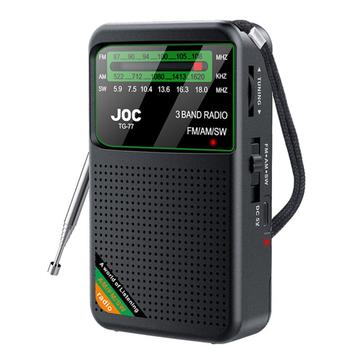 JOC TG-77 kannettava FM/AM/SW-radio ikäihmisille - musta