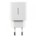 Joyroom JR-TG6 GaN 3-porttinen 30W:n seinälaturi - USB-C/Lightning/USB-A - valkoinen