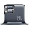 Joyroom JR-TRD01 Podix 140W GaN-pöytälaturi, jossa on sisäänvedettävät USB-C-johdot - harmaa