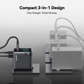 Joyroom PODIX TF70 70W GaN-laturi - 2x USB-C, USB-A, digitaalinen näyttö - Tummentuma