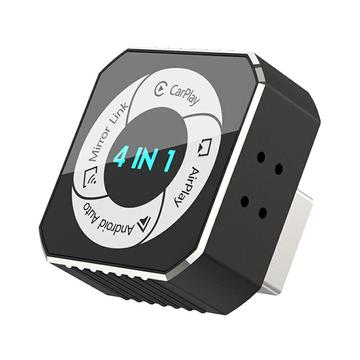 K6 Plus 4-in-1 langaton CarPlay/Android Auto -sovitin – AirPlay, Miracast – musta