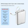 Ldnio PQ44 20000mAh 45W:n varavirtalähde - sisäänrakennettu USB-C-kaapeli, 15W:n langaton lataus - valkoinen