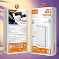 LDNIO PQ51 20000mAh 45W magneettinen varavirtalähde - sisäänrakennettu USB-C-kaapeli, 15W langaton lataus - valkoinen