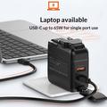 LDNIO Q2618 65W:n GaN-pikalaturi vaihdettavilla pistokkeilla - USB-C/USB-A - musta