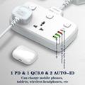 LDNIO SC2413 20W:n pistorasia, jossa on 2 verkkovirtapistoketta, 4 USB-porttia ja PD-pikalataus