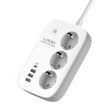 LDNIO SEW3452 WiFi-älypistorasia - 30W:n PD-pikalataus, 3 EU-pistorasiaa, 4 USB-porttia ja sovelluksen kautta toimiva kaukosäädin
