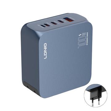 Ldnio Q8 100W GaN-pikalaturi - 3 x USB-C, USB-A, Lightning - sininen