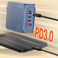 Ldnio Q8 100W GaN-pikalaturi - 3 x USB-C, USB-A, Lightning - sininen