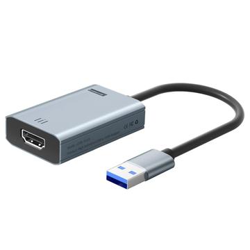 Lemorele LC06 Plus USB-A-HDMI-sovitinkaapeli - 4K, 30Hz - harmaa