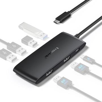 Lemorele TC510 7-in-1 USB-C -keskitin - musta