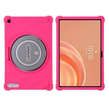 Lenovo Tab Plus Gen 2 -iskunkestävä silikonikotelo, jossa kynänpidin - kirkkaan pinkki
